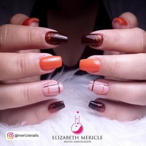 Fall Nails Orange And Brown