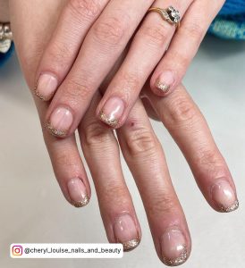 French Nails Gold Glitter