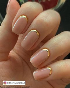 French Nails Gold Tip