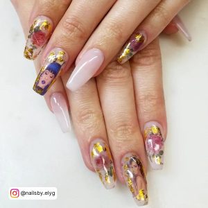 French Nails With Gold Foil