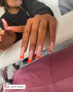 French Nails With Orange