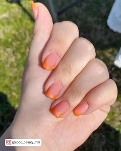 French Nails With Orange Tip