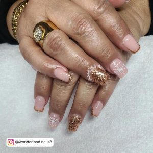 French Nails With Rose Gold