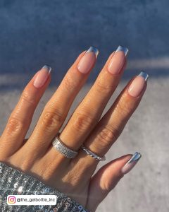 French Nails With Silver