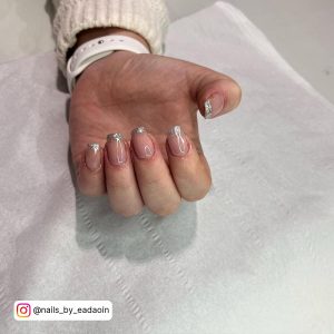 French Nails With Silver Design