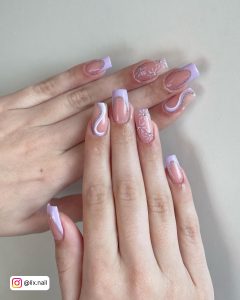 French Nails With Sparkle