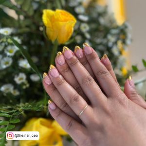 French Ombre Nails With Gold