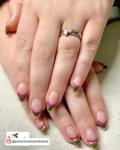 French Ombre Nails With Gold Glitter