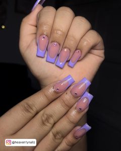 French Tip Acrylic Nails Purple