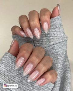 French Tip Acrylic Nails With Silver