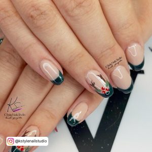 French Tip Nail Designs Christmas