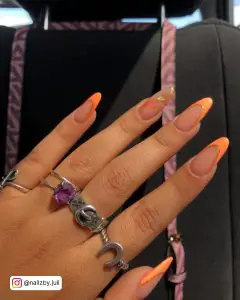 French Tip Nail Designs Orange