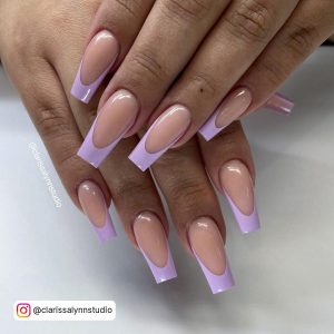 French Tip Purple Nails