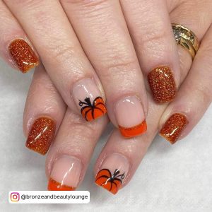 Glitter Orange Nail Designs