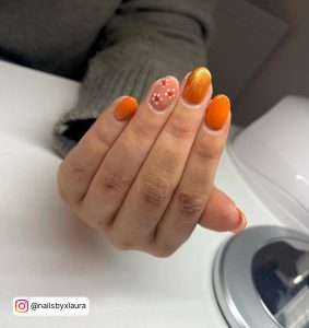 Glitter Orange Nails