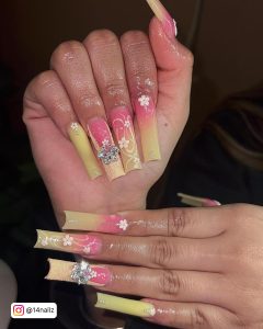 Glitter Yellow Ombre Nails