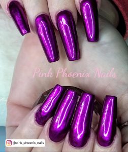 Glue On Purple Chrome Nails