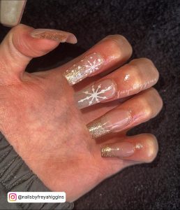 Gold And Red Christmas Nails