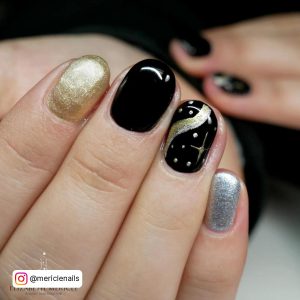 Gold And Silver Acrylic Nails