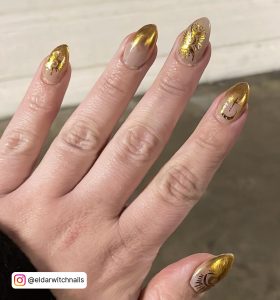 Gold And Silver Ombre Nails