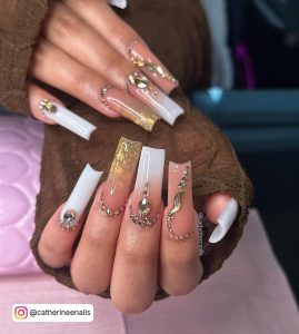 Gold And White Ombre Nails