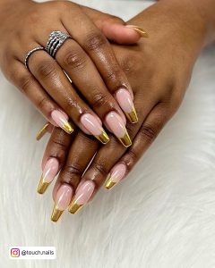 Gold Chrome Almond Nails
