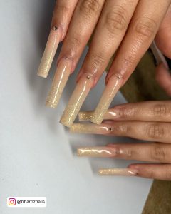 Gold Glitter Acrylic Nails
