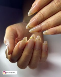 Gold Glitter French Tip Nails