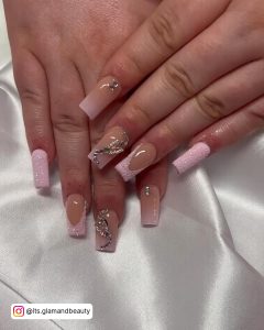 Gold Glitter French Tip Nails