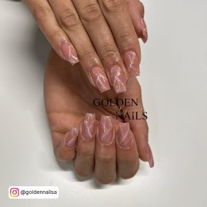 Gold Glitter Tip Nails
