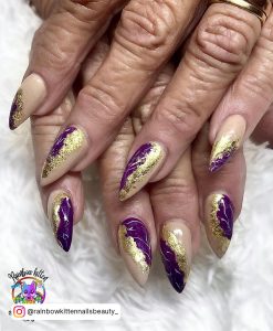 Gold Purple Nails