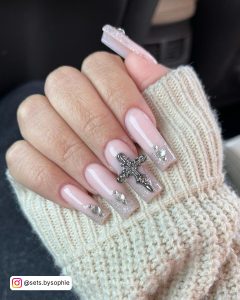 Gold Sparkle French Tip Nails