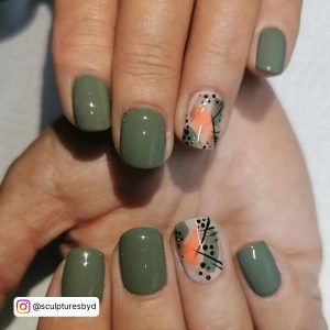 Green And Orange Ombre Nails
