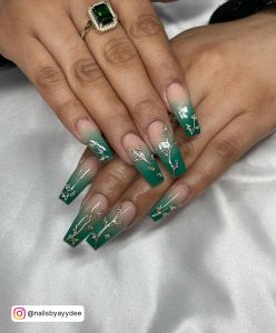Green And White Ombre Nails