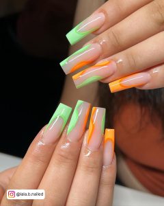 Green Orange Nails
