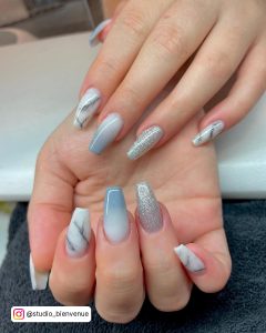 Grey And Pink Ombre Nails