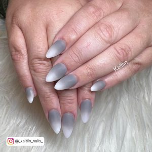 Grey And Red Ombre Nails