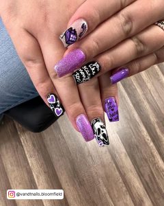 Halloween Black And Purple Nails