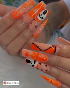 Halloween Nails Black And Orange