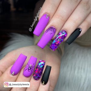 Halloween Nails Black And Purple