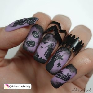 Halloween Nails Purple And Black
