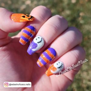 Halloween Nails Purple And Orange