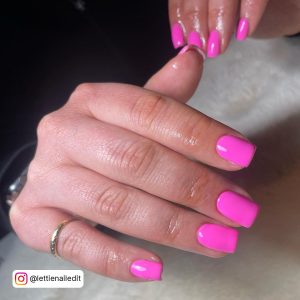 Hot Pink Nails Short