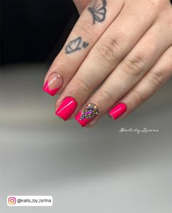 Hot Pink Short Nails