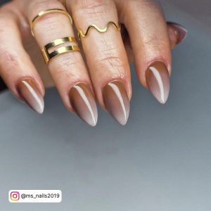 Light Brown To White Ombre Nails