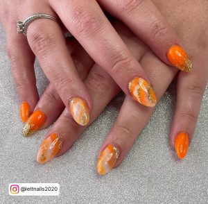 Light Neon Orange Nails