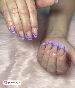Light Purple French Tip Nails Almond