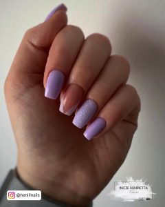 Light Purple Nails With Flowers