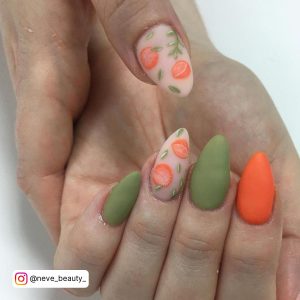 Lime Green And Orange Nails