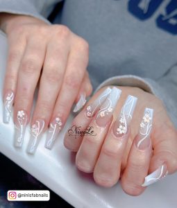 Long Ombre Nails With Diamonds